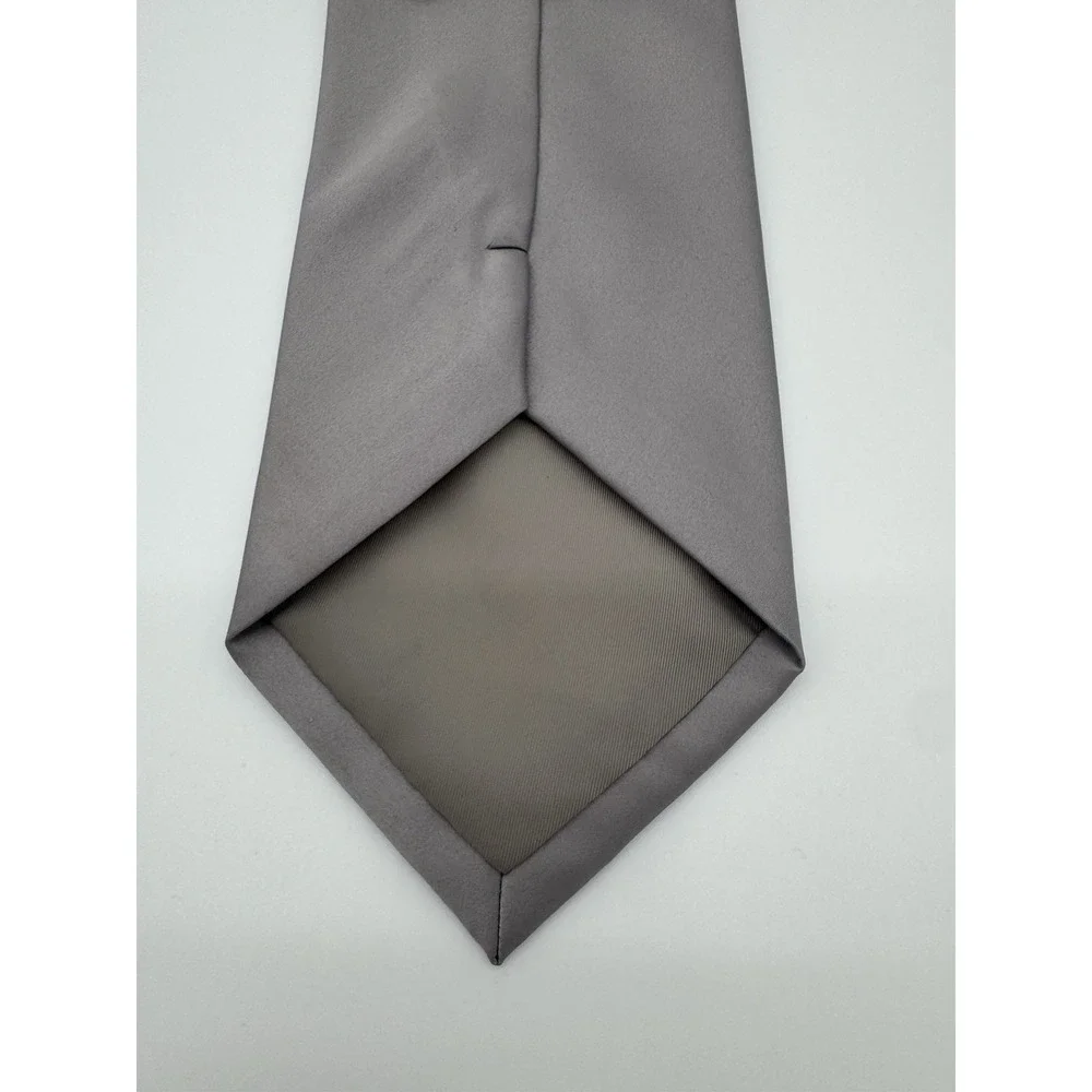 Geoffrey Beene Solid Gray Tie Classic Polyester Necktie Formal Business